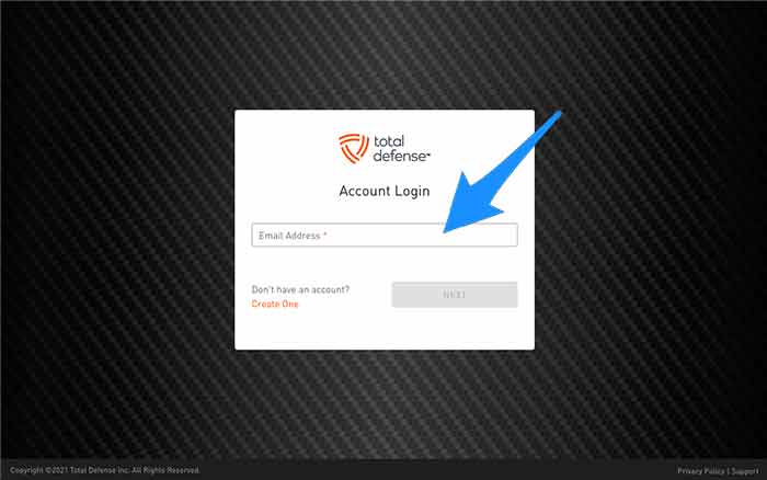 account login screen